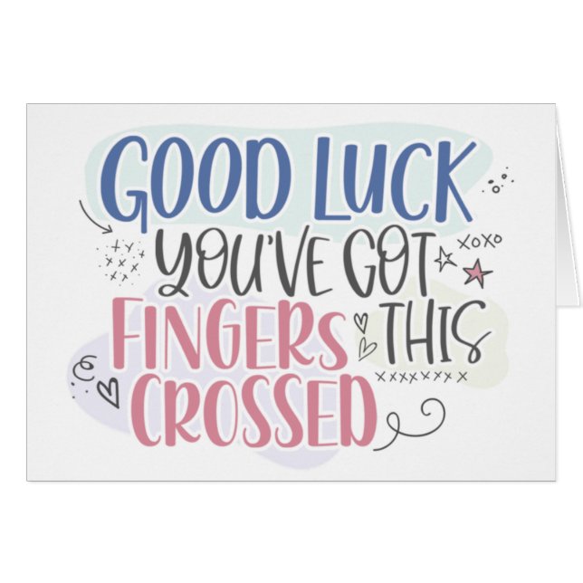 Luck & Fingers Crossed Colorful Good Luck Card (Front Horizontal)