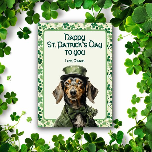 Luck Hound St Patricks Hunting Dog Holiday Card