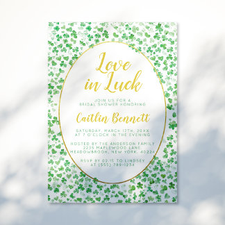 Luck in Love Green St. Patrick's Day Bridal Shower Invitation