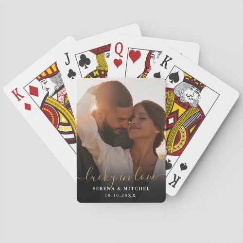 Luck In Love Script Photo Wedding Favor Poker Cards