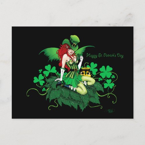 Luck Irish Fairy Green Postcard