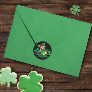 Luck Irish Green Fairy Red Hair Shamrock Classic Round Sticker