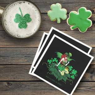 Luck Irish Green Fairy Red Hair Shamrock Napkins