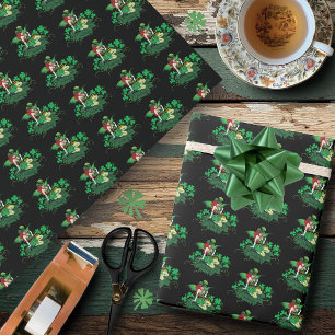 Luck Irish Green Fairy Red Hair Shamrock  Wrapping Paper