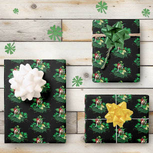 Luck Irish Green Fairy Red Hair Shamrock  Wrapping Paper Sheets