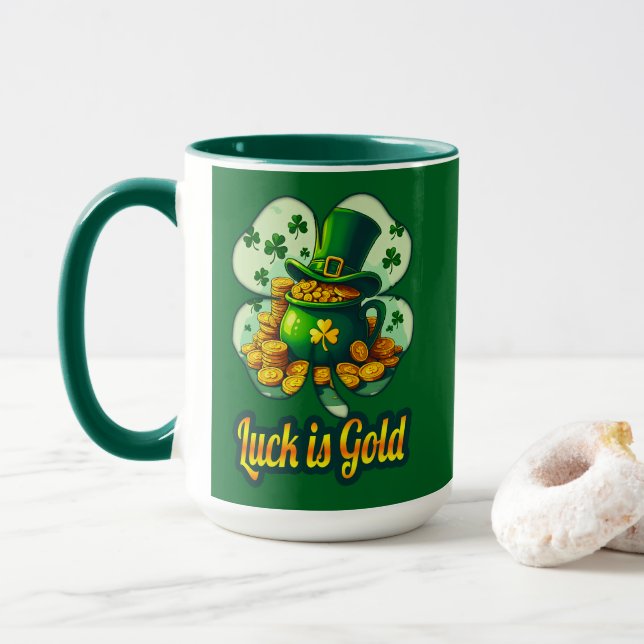 Luck Is Gold St Patrick’s Day - caneca Mug (With Donut)
