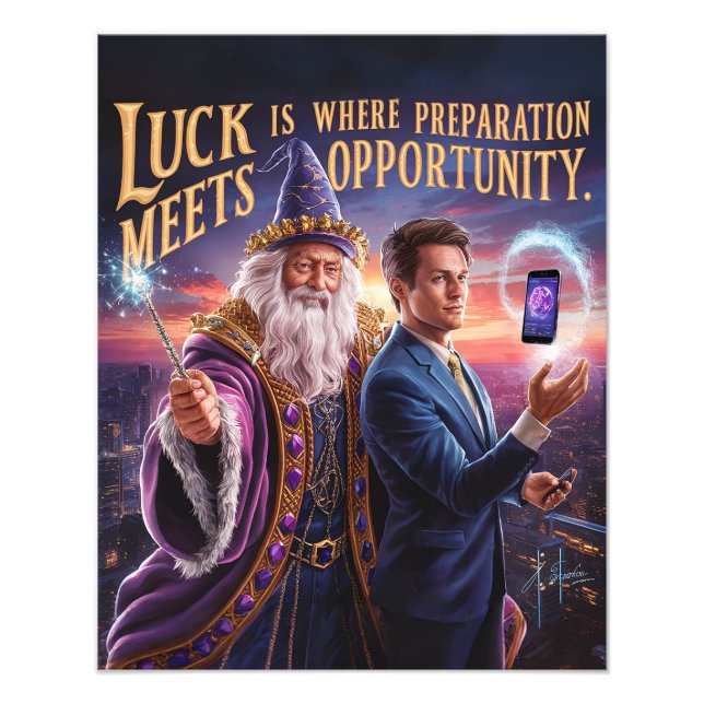 Luck is where meets preparation and Opportunity Photo Print (Front)
