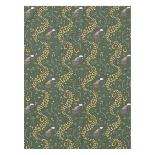 Luck & Joy Coins & Green Shamrocks St Patricks Day Tablecloth