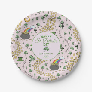 Luck & Joy Green Shamrocks St Patricks Day Paper Plates
