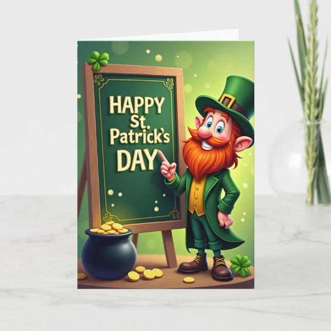 Luck Leprechaun St Patricks Day Card (Front)