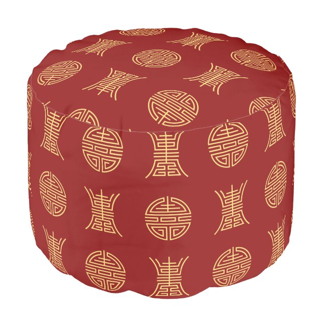 Luck & Longevity Pouf (Angled Front)