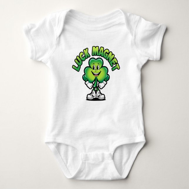 Luck Magnet clover Baby Bodysuit (Front)