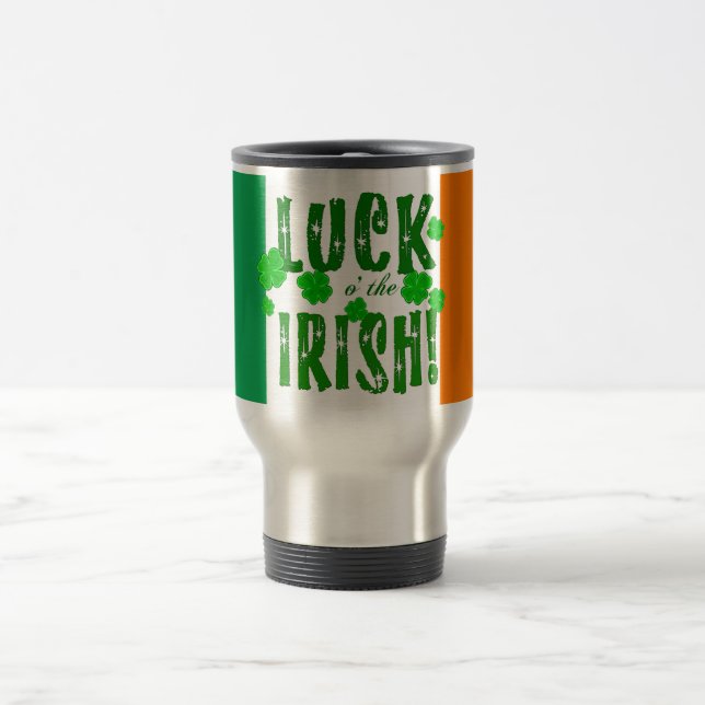 Luck o the Irish Green Orange White Shamrock Mug (Center)