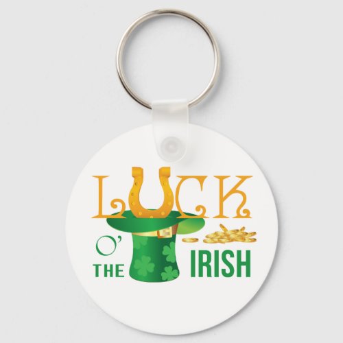 Luck o the irish horse shoe and irish hat keychain