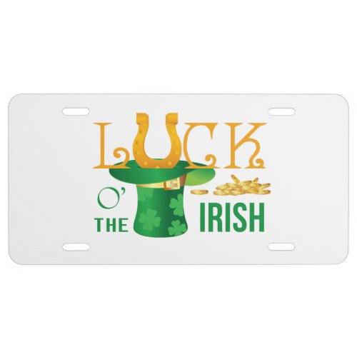 Luck o the irish horse shoe and irish hat license plate