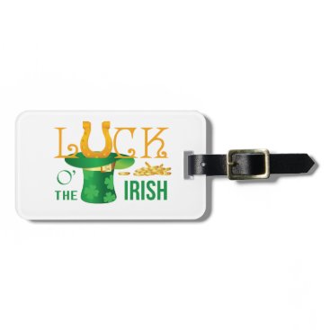 Luck o the irish horse shoe and irish hat luggage tag