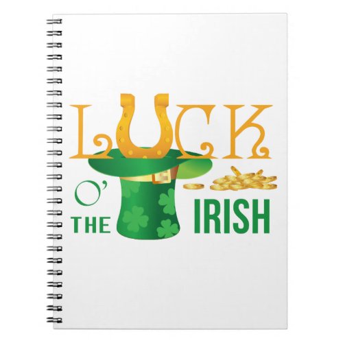 Luck o the irish horse shoe and irish hat notebook
