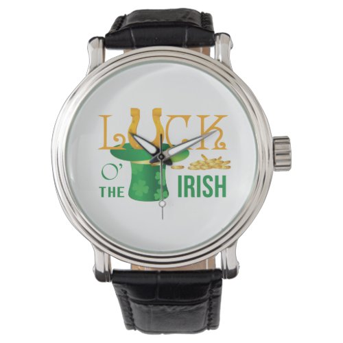 Luck o the irish horse shoe and irish hat watch