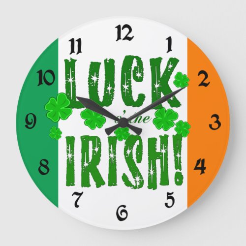 Luck o the Irish Orange Green Shamrocks Clock