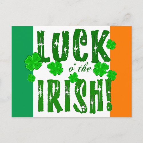 Luck o the Irish Orange Green White Postcard