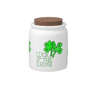 Luck O' The Irish Shamrocks Candy Jar