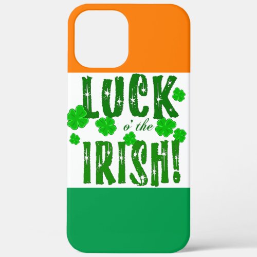 Luck o the Irish Starry Retro Font Orange Green iPhone 12 Pro Max Case