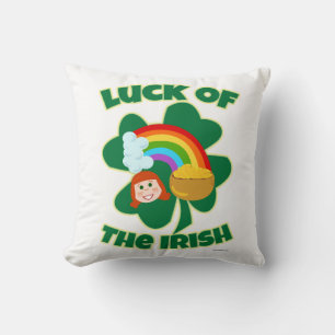 Luck of the Irish Cartoon Throw Pillow