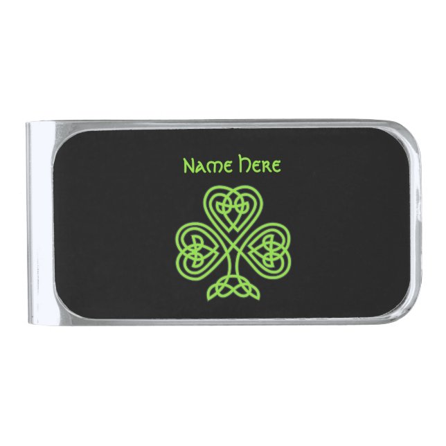 Luck Of The Irish Celtic Knot Shamrock Money Clip (Front)