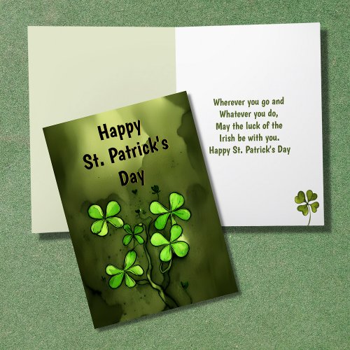 Luck of the Irish Clovers Happy St Patricks Day Holiday Card