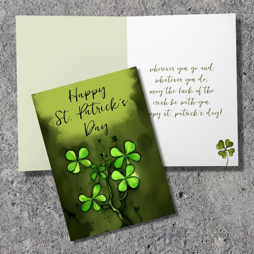 Luck of the Irish Clovers St Patricks Day Holiday Card