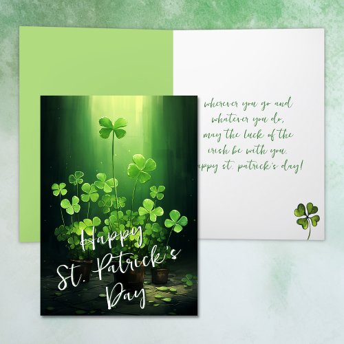 Luck of the Irish Clovers St Patricks Day Holiday Card