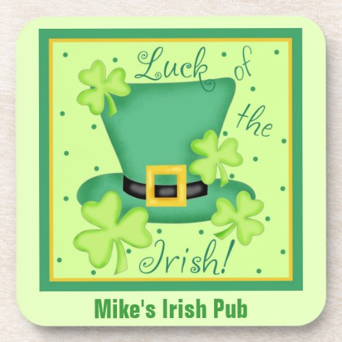Luck of the Irish Custom Pub Restauran Promotion Drink Coaster