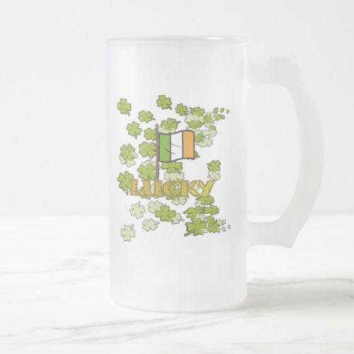 Luck of the Irish Frosted Glass Beer Mug