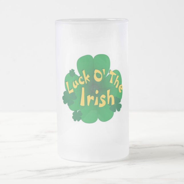 luck-of-the-irish frosted glass beer mug (Center)