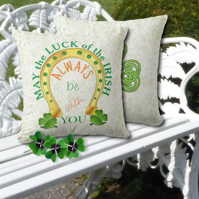 Luck of the Irish Horseshoe with Shamrock Throw Pillow (Creator Uploaded)