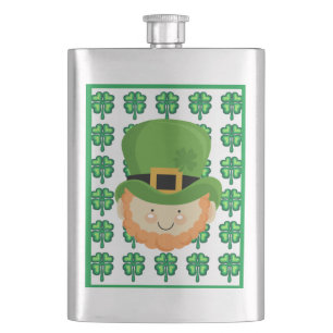 Luck of the Irish Leprechaun and shamrock Flask