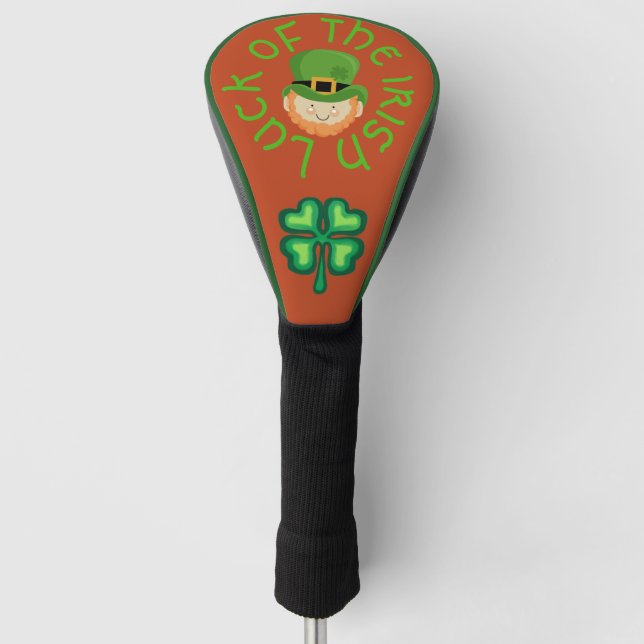Luck of the Irish Leprechaun and shamrock Golf Head Cover (Front)