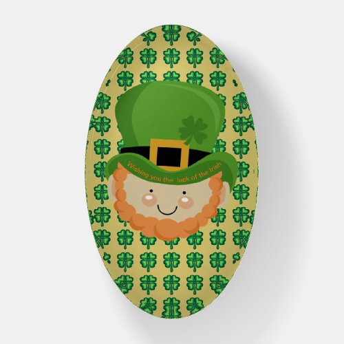 Luck of the Irish leprechaun and shamrocks Paperweight