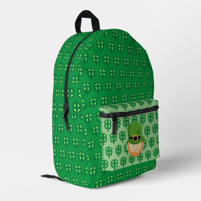 Luck of the Irish leprechaun Printed Backpack (Back Corner Left)