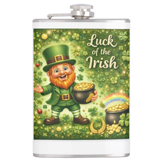 Luck of the Irish Metal Flask (Front)