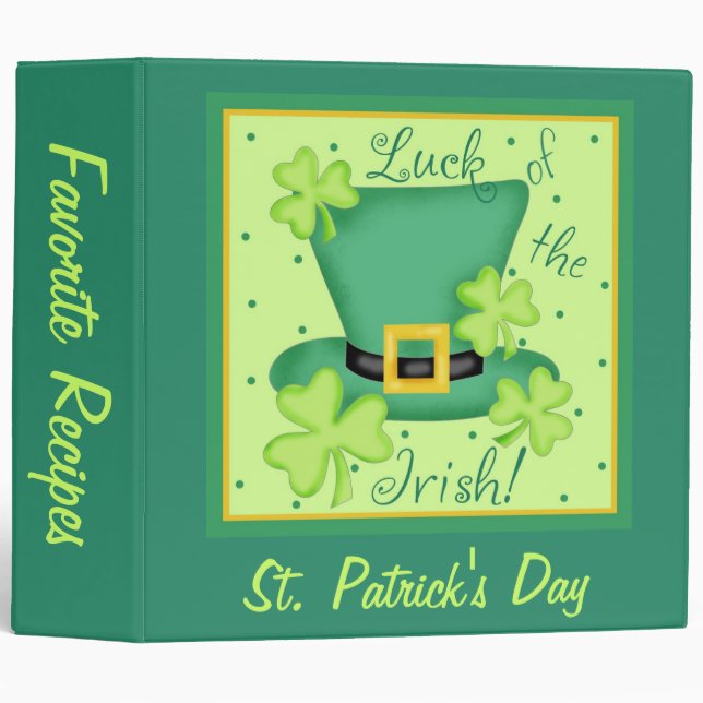 Luck of the Irish Party Recipe Notebook Album 3 Ring Binder (Front/Spine)