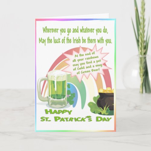 Luck of The Irish Pot of Gold Rainbow Green Beer Card