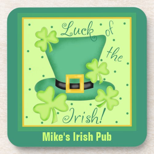 Luck of the Irish Promote Pub Restaurant Custom Beverage Coaster