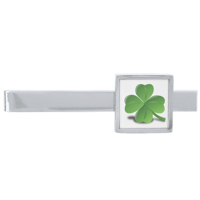 LUCK OF THE IRISH SILVER FINISH TIE CLIP (Front)