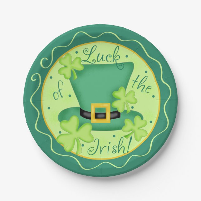 Luck of the Irish St. Patrick's Day Celebration Paper Plates (Front)