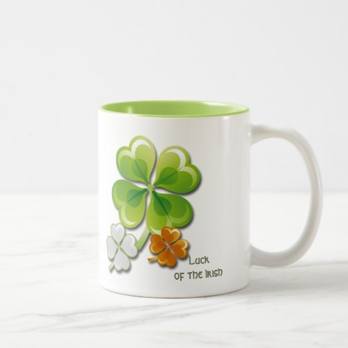 Luck of the Irish Tricolor Shamrock Custom Name  Two_Tone Coffee Mug