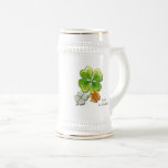 Luck Of The Irish. Tricolor Shamrocks Custom Name Beer Stein at Zazzle