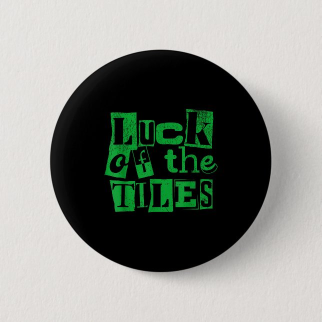 Luck of the tiles st patrick's day leopard lucky button (Front)