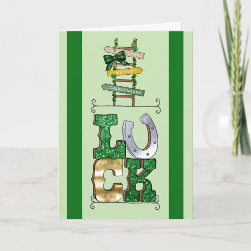 Luck on St Patricks Day with Sign  Luck Letters Card