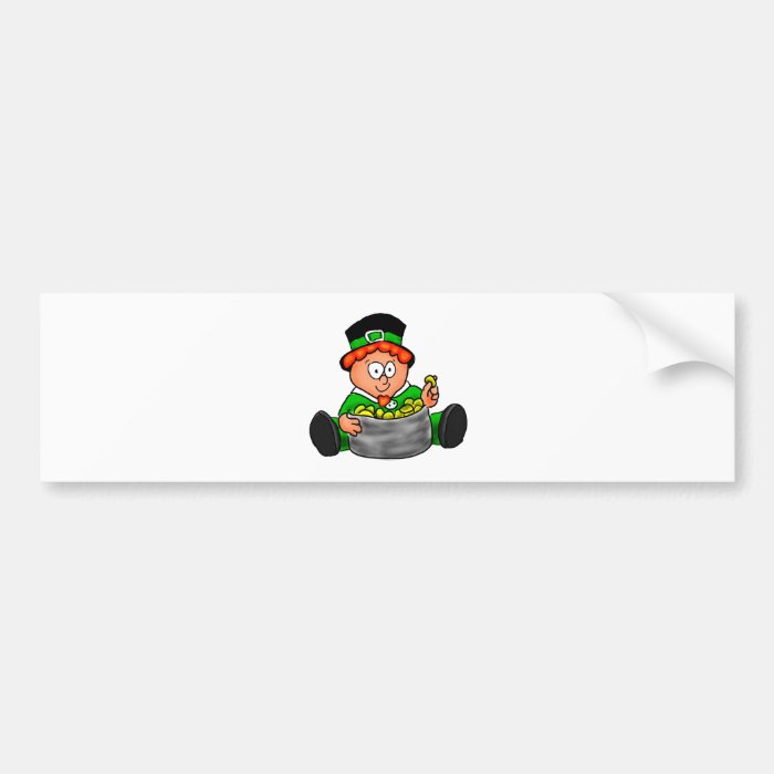 Luck Pot O' Gold Leprechaun Whimsical Irish Bumper Sticker